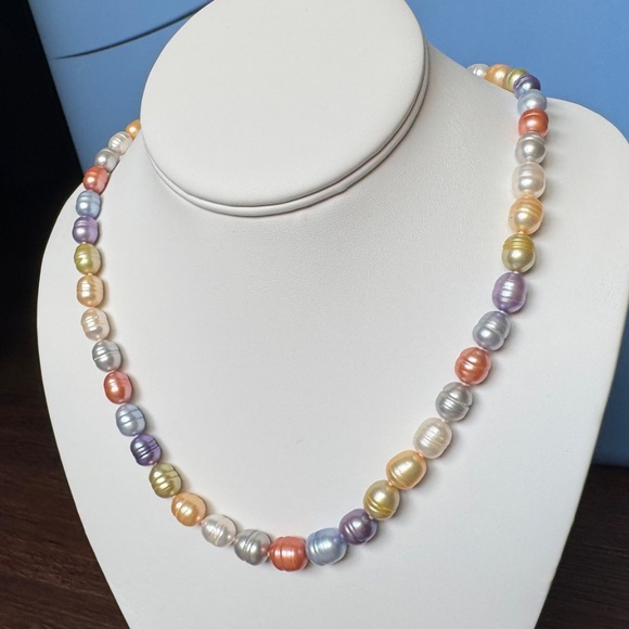 Honora 20” Multicolor Freshwater Pearl Necklace + Stretch Bracelets Sterling 925 - Picture 2 of 15